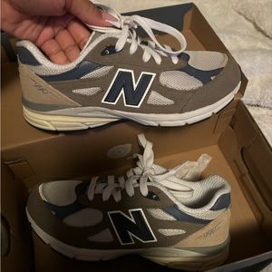 New balance 990s tan olive green navy blue